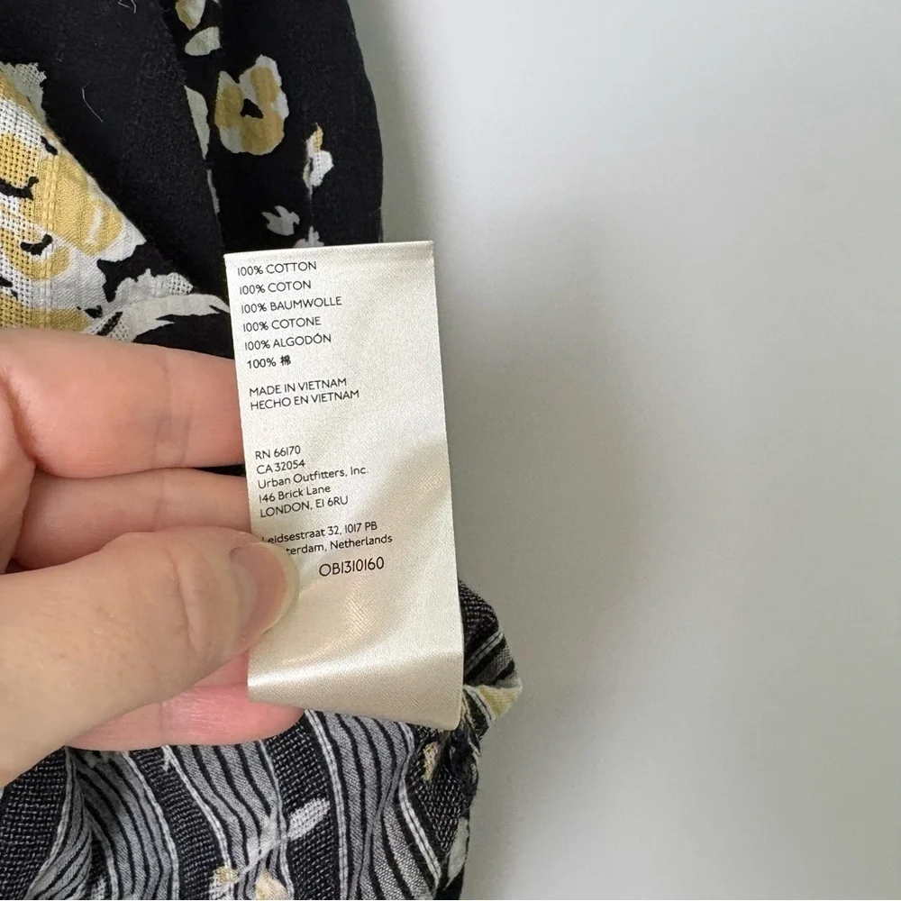 Free People Floral Blushing Blossom Black Blouse
